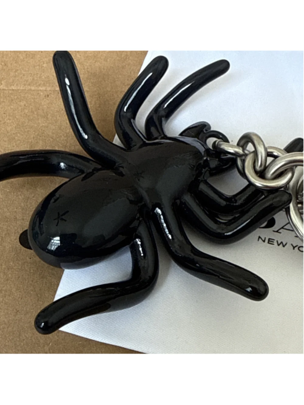 Coach Black Enamel Spider Bag Charm Silver CAX79 NWT